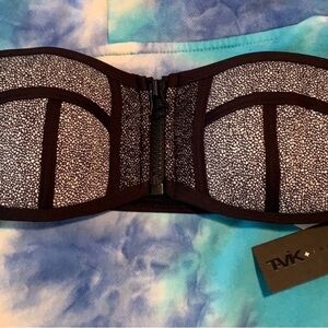 Tavik Black and White Printed Strapless Bikini Top